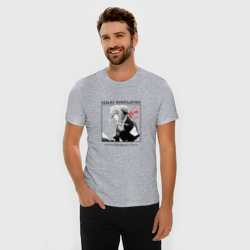 Мужская футболка хлопок Slim Вайолет Эвергарден в квадрате с иероглифами - фото 2