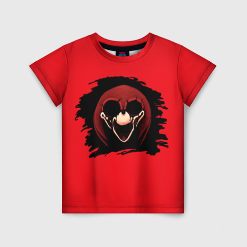 Детская футболка с принтом Knuckles Sonic.exe, вид спереди №1