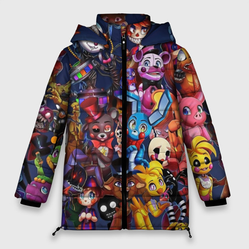 Женская зимняя куртка Oversize Cute FNAF Pattern, цвет черный