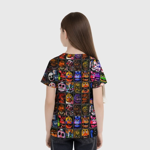 Детская футболка 3D с принтом Ultimate Custom Night FNAF, вид сзади #2