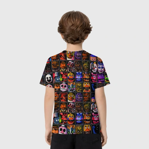 Детская футболка 3D с принтом Ultimate Custom Night FNAF, вид сзади #2