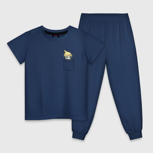 Детская пижама хлопок Клауд в кармане, цвет темно-синий