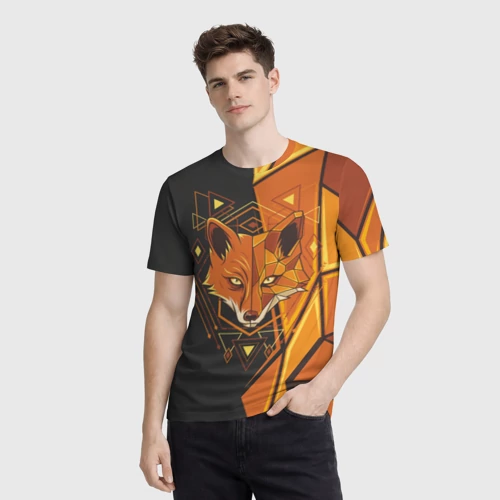 Мужская футболка 3D с принтом Лиса: Этника, фото на моделе #1