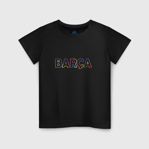 Детская футболка хлопок FC Barcelona - Multicolor , цвет черный