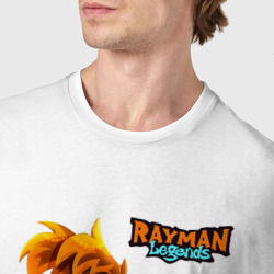 Футболка с принтом Rayman Legends веселый Рэймэн для мужчины, вид на модели спереди №4. Цвет основы: белый