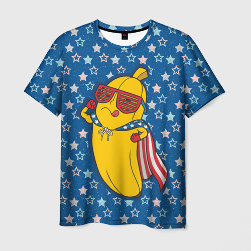 Мужская футболка с принтом Банан в звездах, вид спереди №1