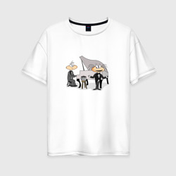 Женская футболка хлопок Oversize Масяня, Хрюндель и рояль