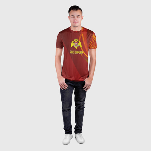 Мужская футболка 3D Slim с принтом Росгвардия с эмблемой, вид сбоку #3