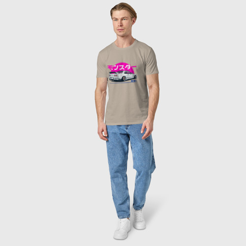 Мужская футболка хлопок с принтом Nissan Skyline 2023, вид сбоку #3