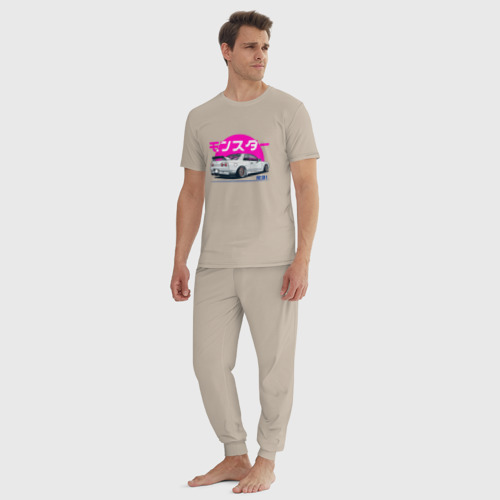 Мужская пижама хлопок с принтом Nissan Skyline 2023, вид сбоку #3