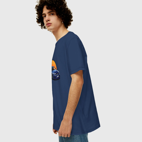 Мужская футболка хлопок Oversize с принтом Ниссан gtr 2022, вид сбоку #3