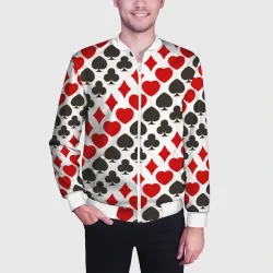 Мужской бомбер 3D Карточные Масти Card Suits pattern - фото 2