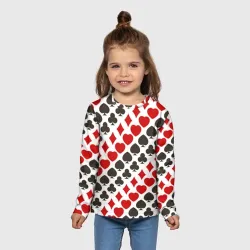 Детский лонгслив 3D Карточные Масти Card Suits pattern - фото 2