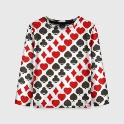 Детский лонгслив 3D Карточные Масти Card Suits pattern