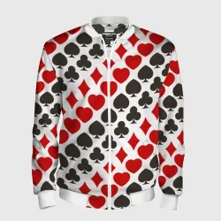 Мужской бомбер 3D Карточные Масти Card Suits pattern