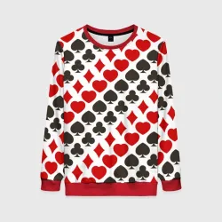 Женский свитшот 3D Карточные Масти Card Suits pattern