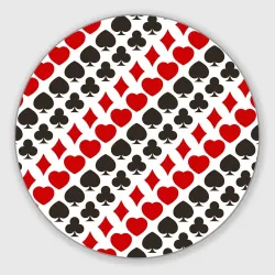 Круглый коврик для мышки Карточные Масти Card Suits pattern