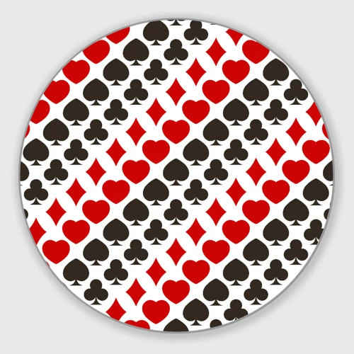 Круглый коврик для мышки Карточные Масти Card Suits pattern