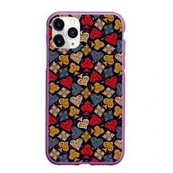 Чехол для iPhone 11 Pro Max матовый Карточные Масти Cards pattern