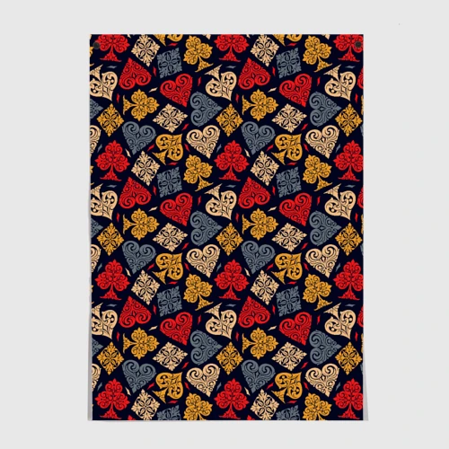 Постер Карточные Масти Cards pattern