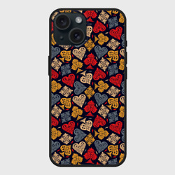 Чехол силиконовый для Apple iPhone 15 матовый Карточные Масти Cards