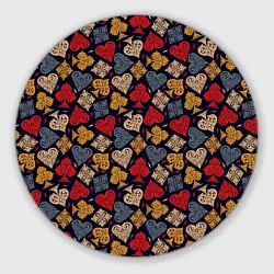 Круглый коврик для мышки Карточные Масти Cards pattern