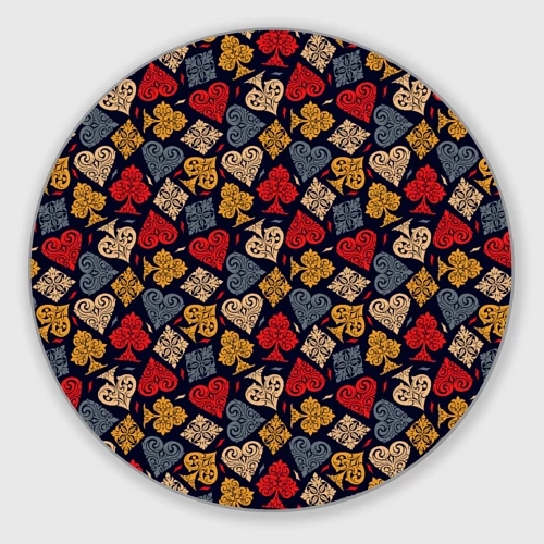 Круглый коврик для мышки Карточные Масти Cards pattern