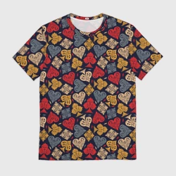 Мужская футболка 3D Карточные Масти Cards pattern