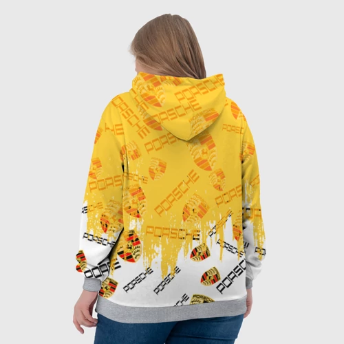 Женская толстовка 3D с принтом Porsche Порше паттерн, вид сзади #2