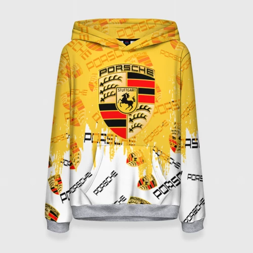 Женская толстовка 3D с принтом Porsche Порше паттерн, вид спереди #2