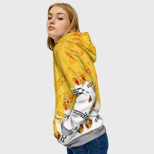 Женская толстовка 3D с принтом Porsche Порше паттерн, вид сбоку #3