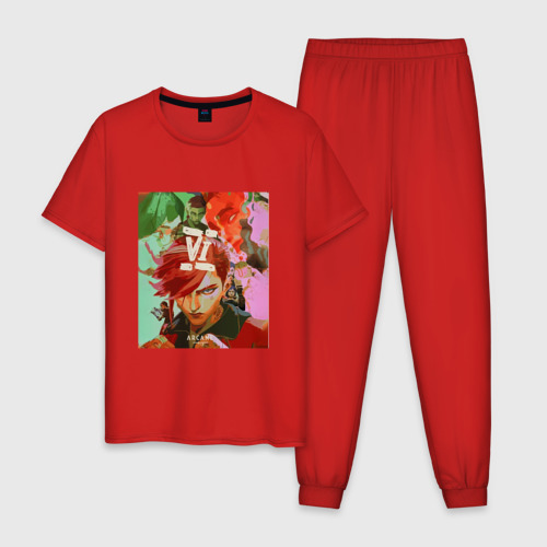Мужская пижама хлопок с принтом Vi Arcane Ви Аркейн, вид спереди #2