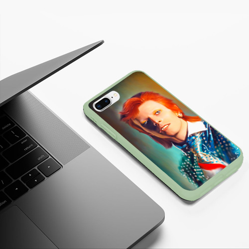 Чехол для iPhone 7Plus/8 Plus матовый Ziggy Stardust Portrait, цвет салатовый - фото 5