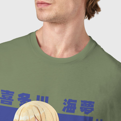 Мужская футболка хлопок Марин Китагава показывает жест Виктория, цвет авокадо - фото 6