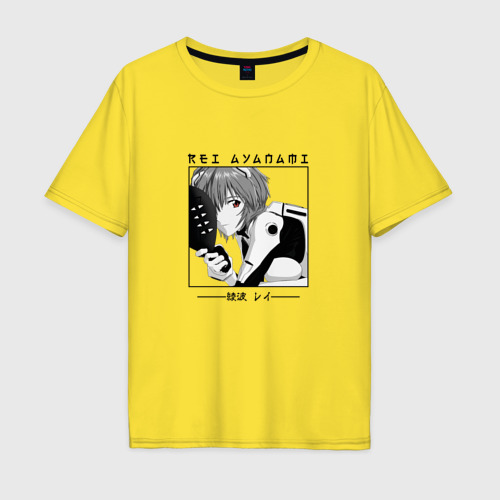 Мужская футболка хлопок Oversize с принтом Neon Genesis Evangelion, Рей Аянами, вид спереди #2