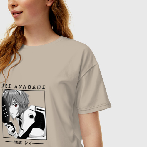 Женская футболка хлопок Oversize с принтом Neon Genesis Evangelion, Рей Аянами, фото на моделе #1