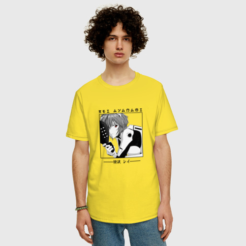 Мужская футболка хлопок Oversize с принтом Neon Genesis Evangelion, Рей Аянами, фото на моделе #1