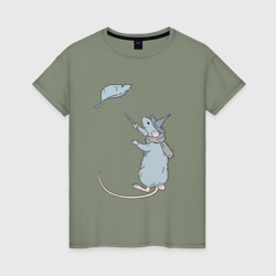 Женская футболка хлопок Мышь-колдун