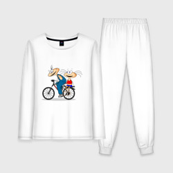 Женская пижама с лонгсливом хлопок Велосипед и Масяня