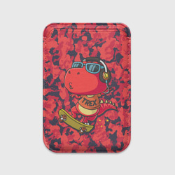 Картхолдер Magsafe магнитный Веселый динозавр на скейте