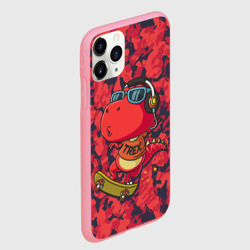 Чехол для iPhone 11 Pro Max матовый Веселый динозавр на скейте - фото 2