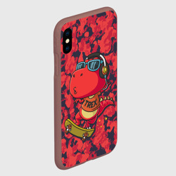 Чехол для iPhone XS Max матовый Веселый динозавр на скейте - фото 2