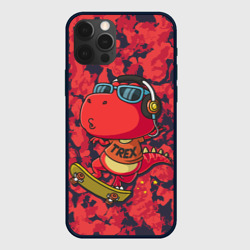 Чехол для iPhone 12 Pro Веселый динозавр на скейте