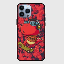 Чехол для iPhone 13 Pro Max Веселый динозавр на скейте