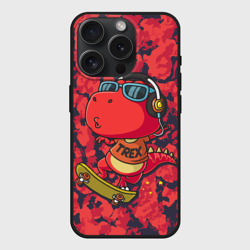 Чехол силиконовый для Apple iPhone 15 Pro матовый Веселый динозавр на скейте