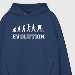 Худи с принтом Hockey evolution хоккей эволюция для мужчины, вид на модели спереди №3. Цвет основы: темно-синий