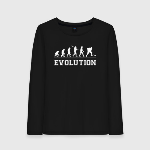 Женский лонгслив хлопок Hockey evolution хоккей эволюция, цвет черный