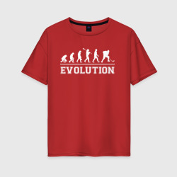 Женская футболка хлопок Oversize Hockey evolution хоккей эволюция