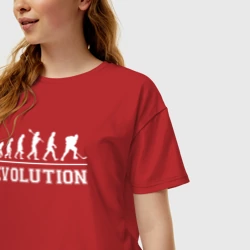 Женская футболка хлопок Oversize Hockey evolution хоккей эволюция - фото 2