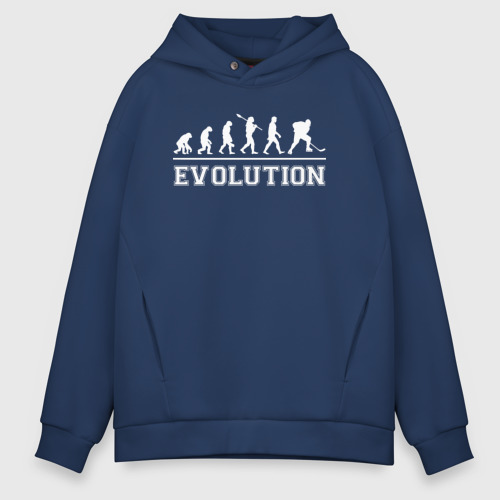 Мужское худи Oversize из хлопка с принтом Hockey evolution хоккей эволюция, вид спереди №1